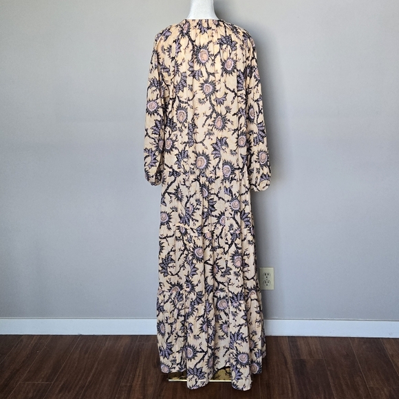 A.L.C. Marcia Printed Cotton Voile Tiered Boho Hippie Dress with Pockets Size 8 - Picture 9 of 11